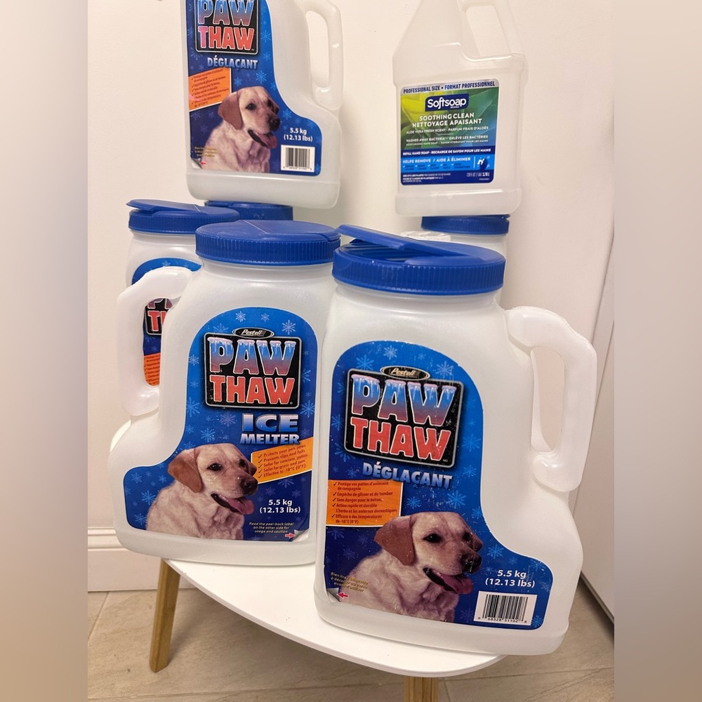 Lot of 9 EMPTY huge Plastic Jugs Bottles  from ice melts soap laundry ddetergent